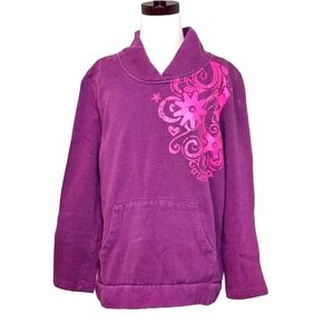 Cruel Girl | Purple Pink Floral | Pullover Sweatshirt | Size XL Girls 12